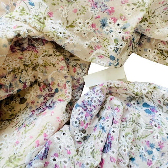 MIKAEL AGHAL Embroidered Asymmetric elbow sleeve Midi Dress - Picture 7 of 10